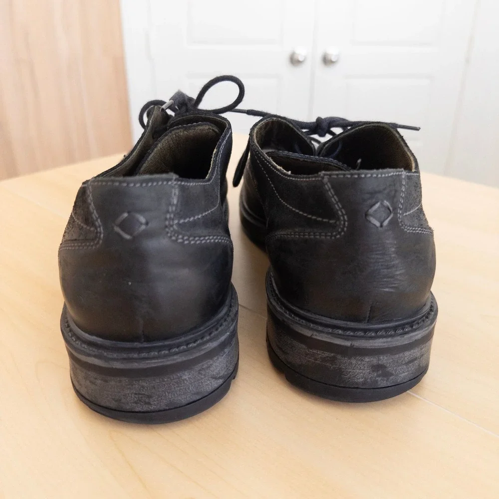 Josef Seibel Oxford Shoes EU 46 Black Leather Lace Up Euro Classic Derby Comfort